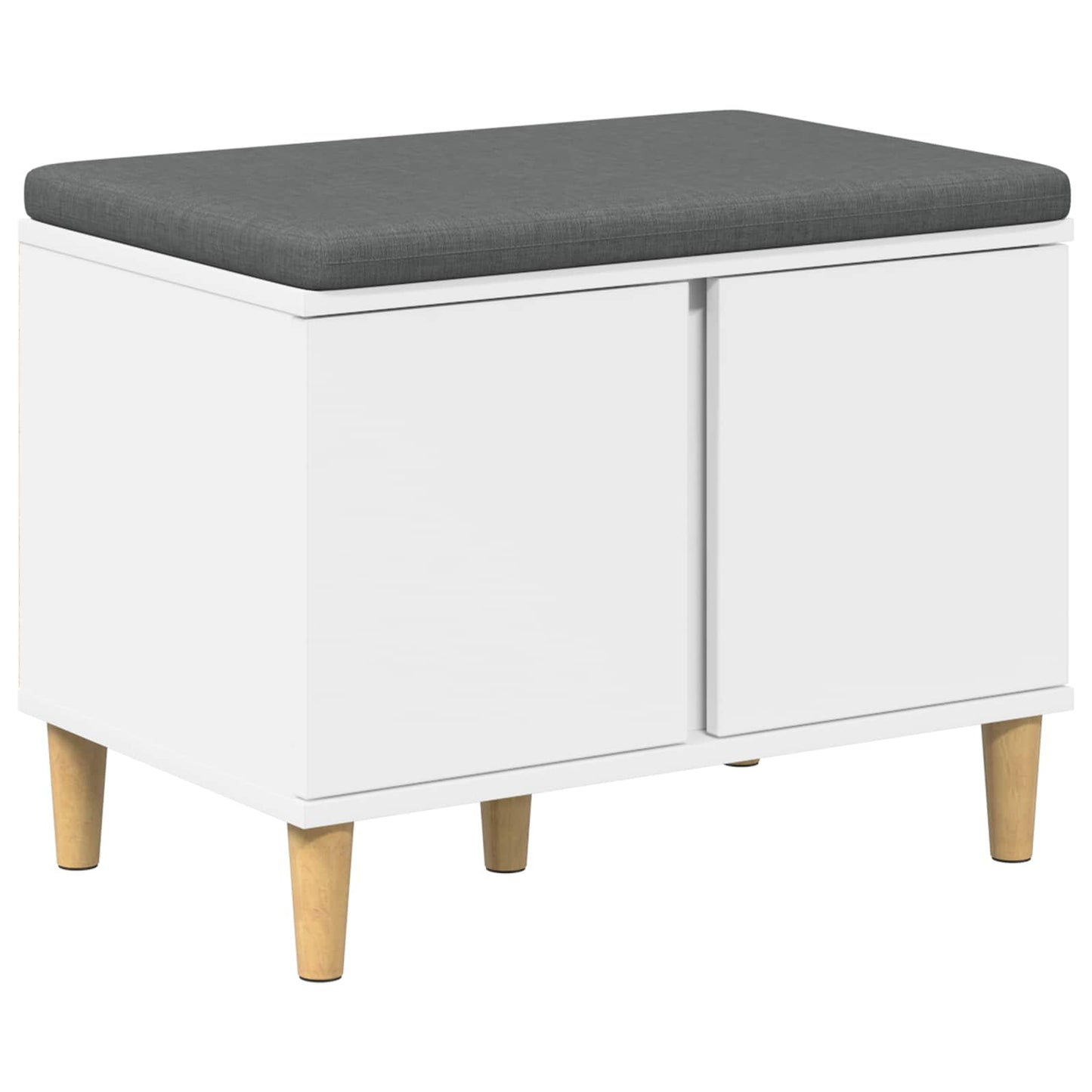 Panca per ingresso con cuscino con porta Bianco 60 x 38 x 46 cm