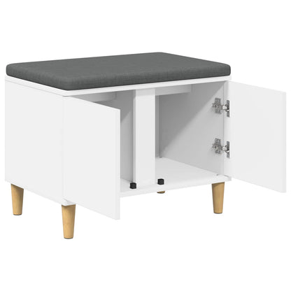 Panca per ingresso con cuscino con porta Bianco 60 x 38 x 46 cm