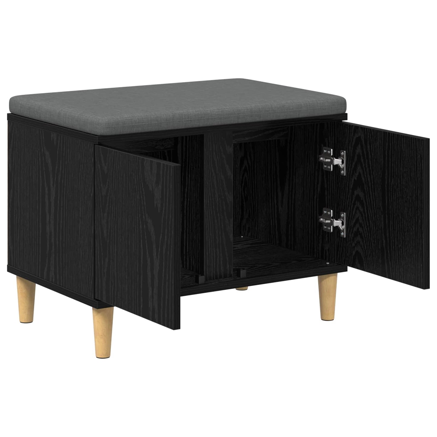 Panca per ingresso con cuscino Rovere Nero 60 x 38 x 46 cm