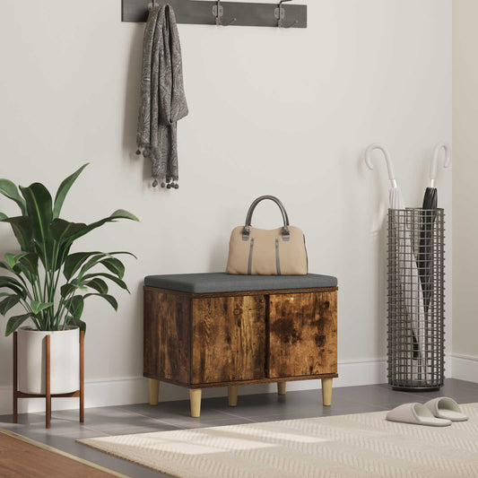Panca per ingresso con cuscino Rovere fumé 60 x 38 x 46 cm