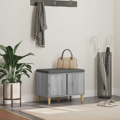 Panca per ingresso con cuscino Grigio Sonoma 60 x 38 x 46 cm