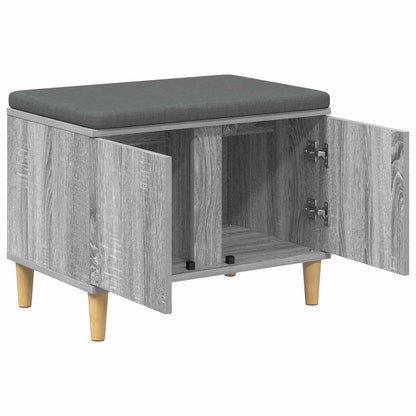 Panca per ingresso con cuscino Grigio Sonoma 60 x 38 x 46 cm