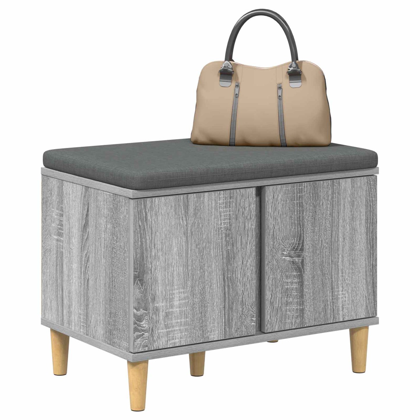 Panca per ingresso con cuscino Grigio Sonoma 60 x 38 x 46 cm