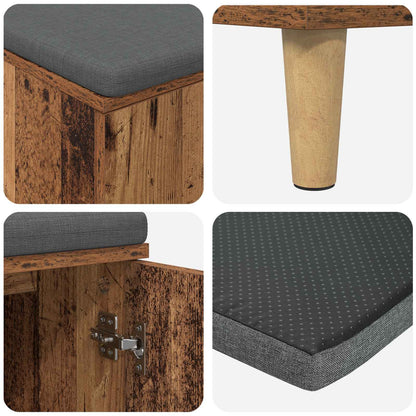 Panca per ingresso con cuscino Legno vecchio 60 x 38 x 46 cm