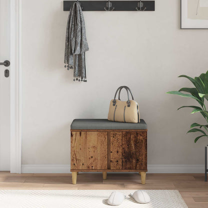 Panca per ingresso con cuscino Legno vecchio 60 x 38 x 46 cm
