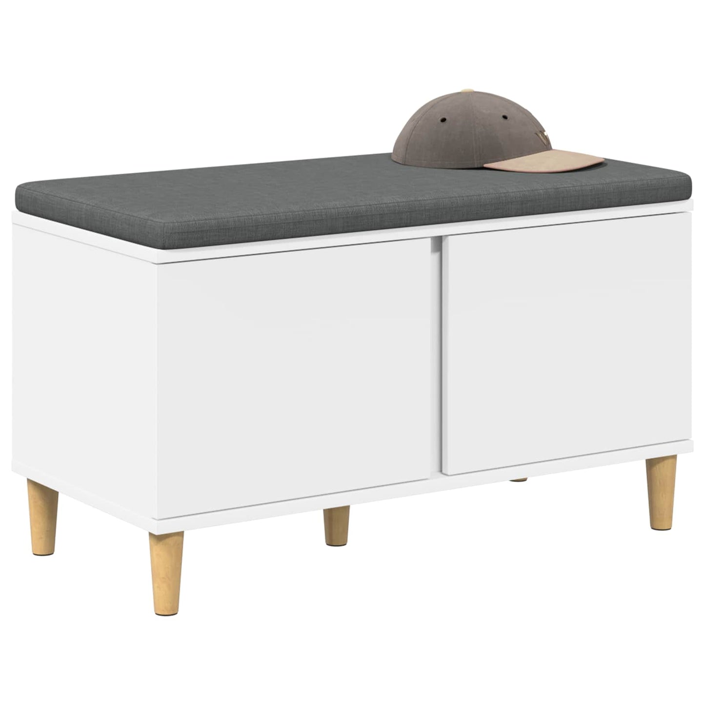 Panca per ingresso con cuscino con porta Bianco 60 x 38 x 46 cm