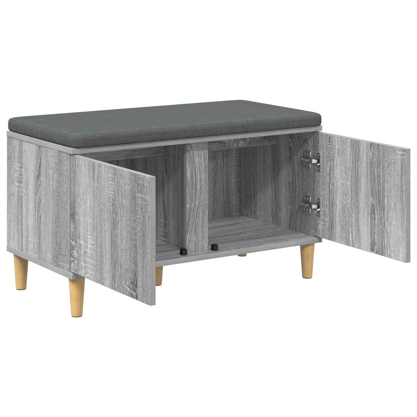 Panca per ingresso con cuscino Grigio Sonoma 60 x 38 x 46 cm
