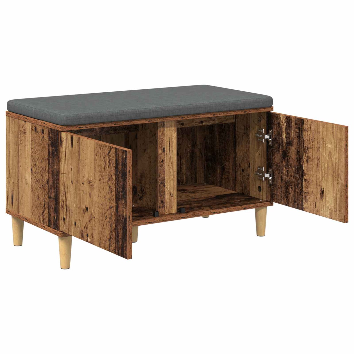 Panca per ingresso con cuscino Legno vecchio 60 x 38 x 46 cm