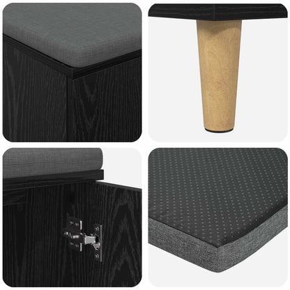 Panca per ingresso con cuscino Rovere Nero 60 x 38 x 46 cm
