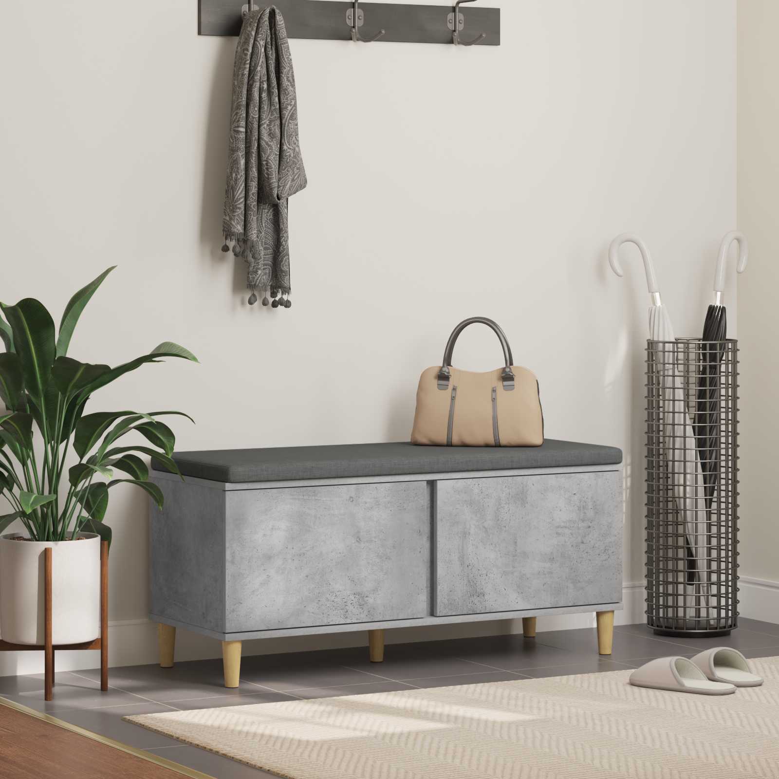 Panca per ingresso con cuscino Grigio Cemento 100 x 38 x 46 cm | homemem39