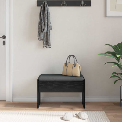 Panca per ingresso con cuscino Rovere Nero 63 x 38 x 40 cm | homemem39