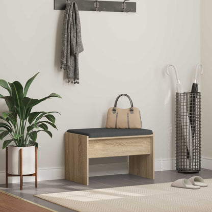 Panca per ingresso con cuscino Rovere Sonoma 63 x 38 x 40 cm | homemem39