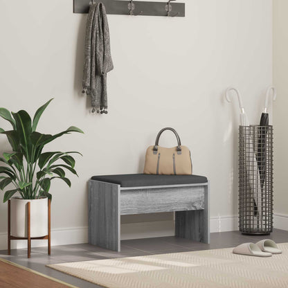 Panca per ingresso con cuscino Grigio Sonoma 63 x 38 x 40 cm | homemem39