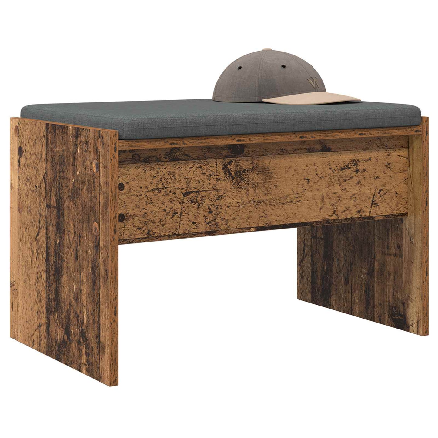 Panca per ingresso con cuscino Legno vecchio 63 x 38 x 40 cm | homemem39