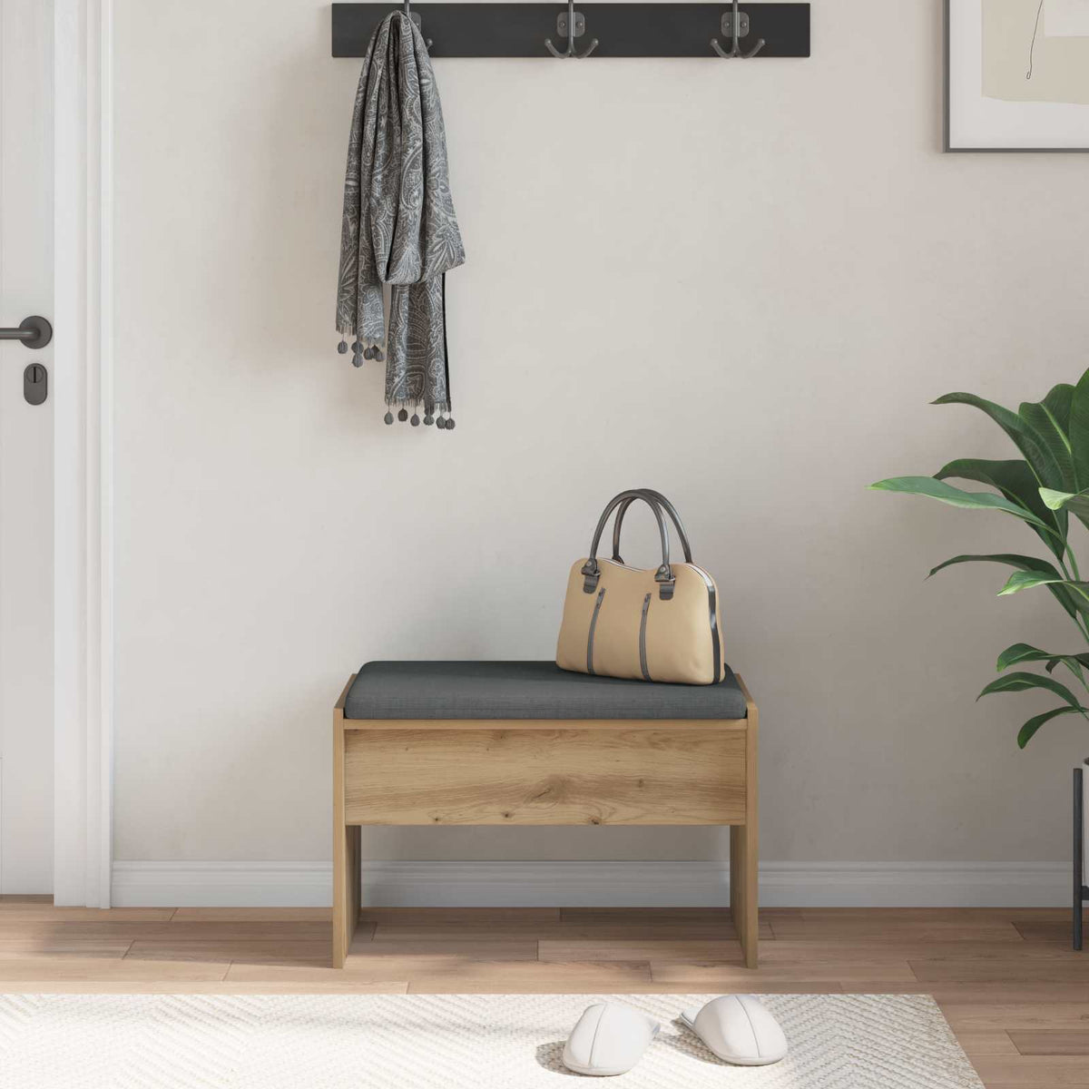 Panca per ingresso Rovere artigianale 63 x 38 x 40 cm - homemem39