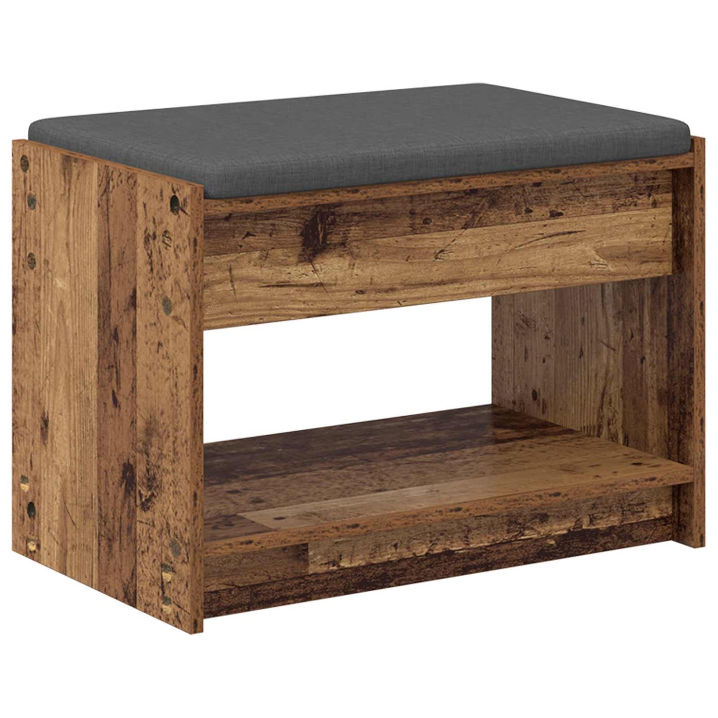 Panca per ingresso con cuscino Legno vecchio 63 x 38 x 45 cm | homemem39