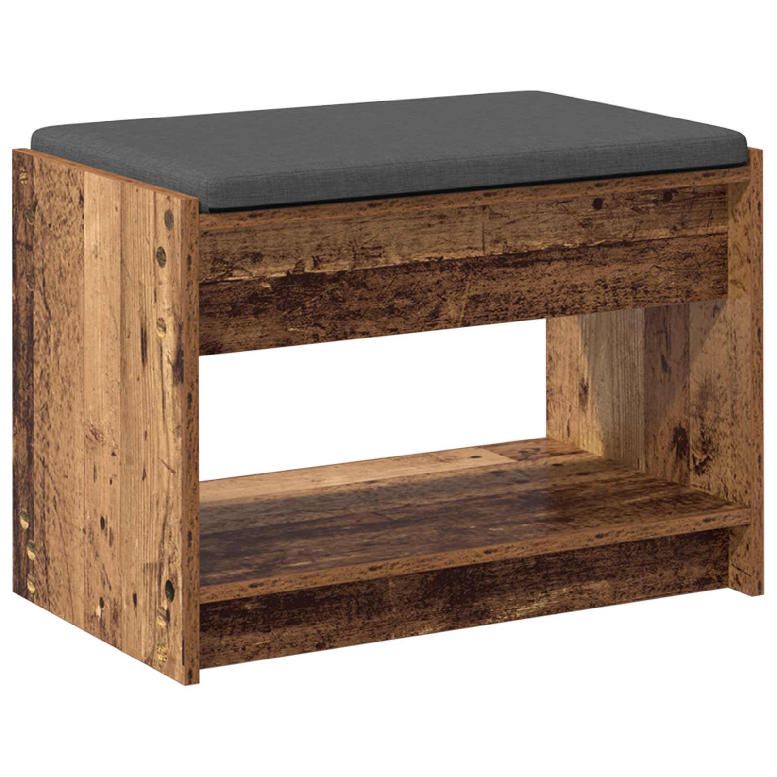 Panca per ingresso con cuscino Legno vecchio 63 x 38 x 45 cm | homemem39