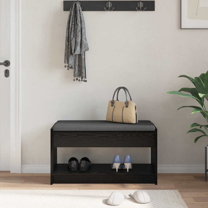 Panca per ingresso con cuscino Rovere Nero 83 x 38 x 45 cm | homemem39