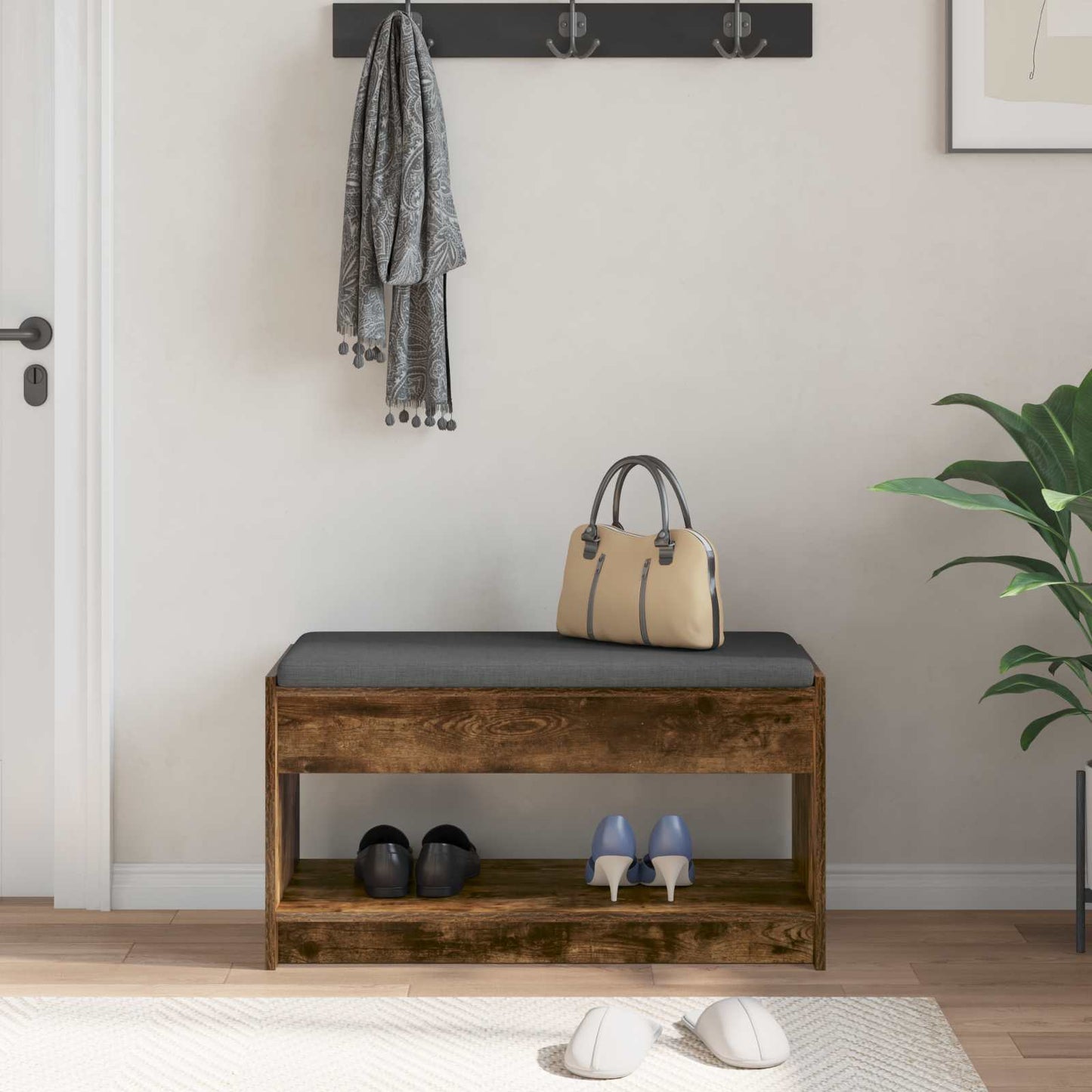 Panca per ingresso Quercia Affumicata 83 x 38 x 45 cm | homemem39