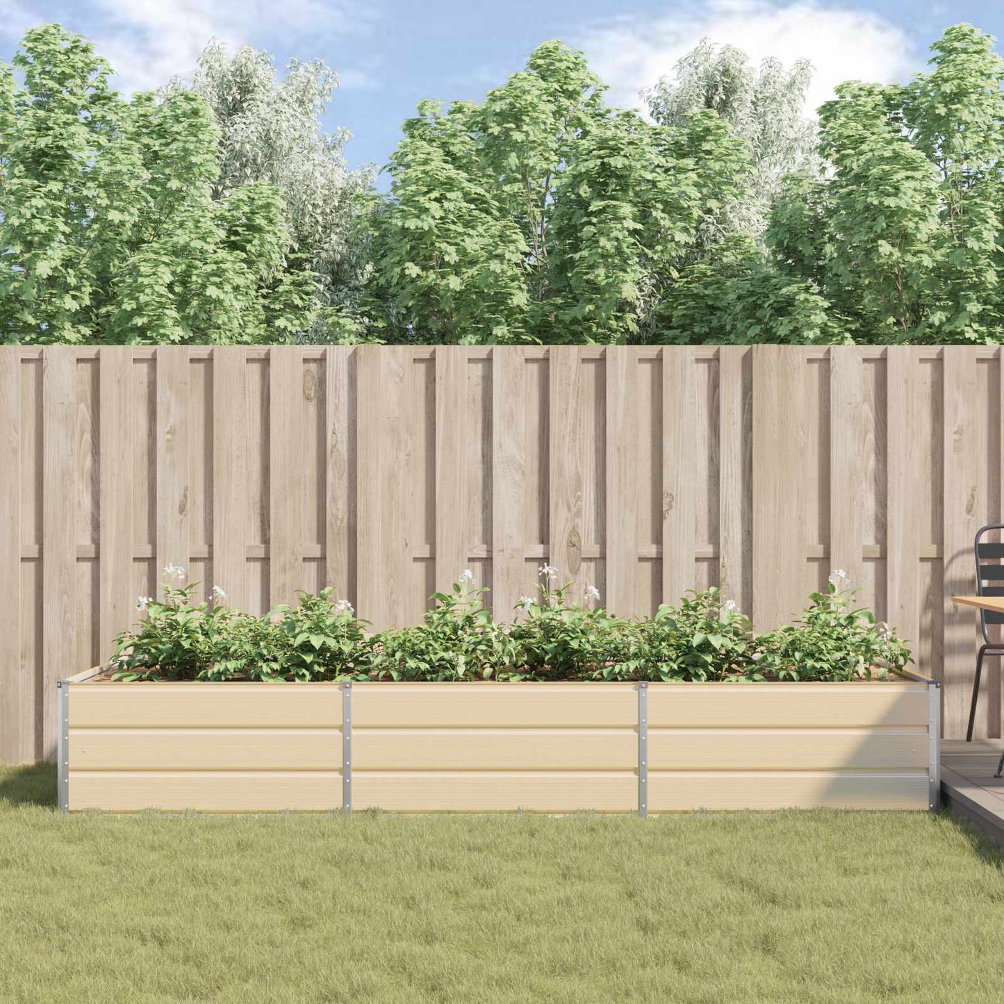 Fioriera Avorio 195 x 100 x 45 cm Acciaio zincato