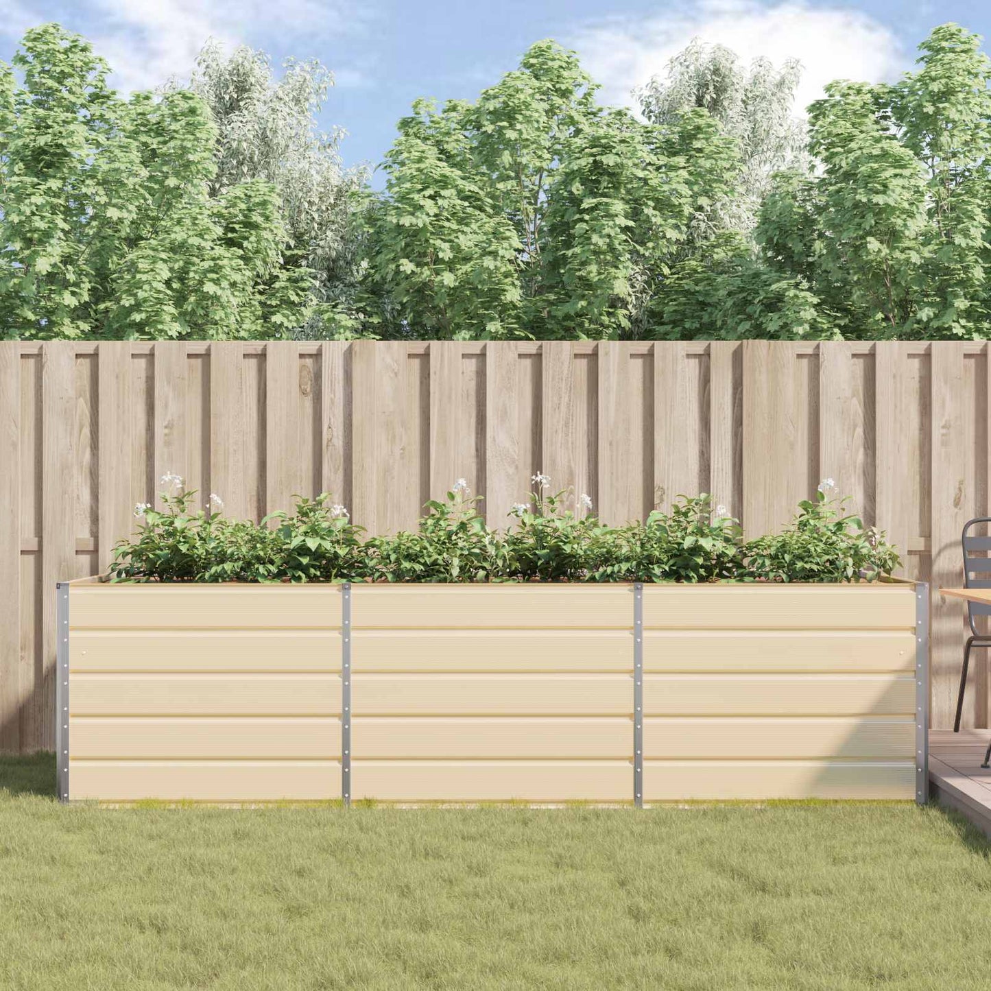 Fioriera Avorio 195 x 100 x 45 cm Acciaio zincato