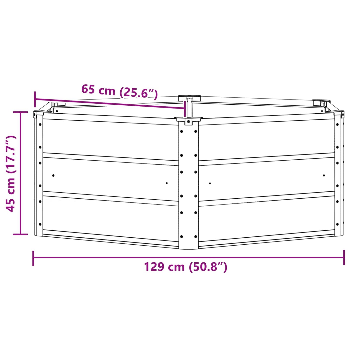 Fioriera Grigio chiaro 129 x 129 x 45 cm Acciaio