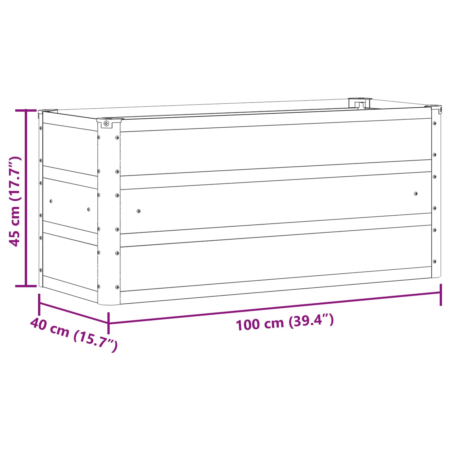 Fioriera Antracite 100 x 40 x 45 cm Acciaio
