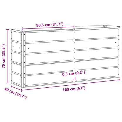 Fioriera Antracite 160 x 40 x 75 cm Acciaio