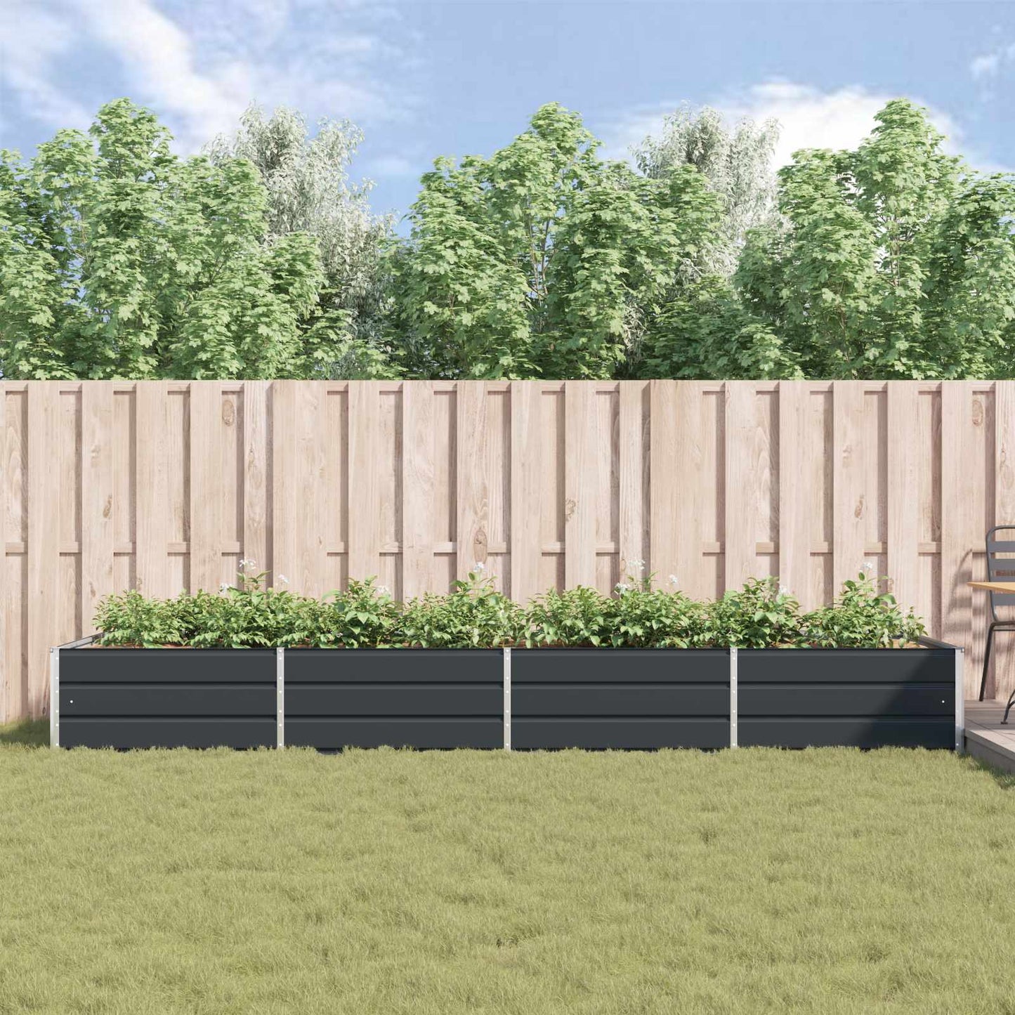 Fioriera Antracite 195 x 100 x 45 cm Acciaio zincato