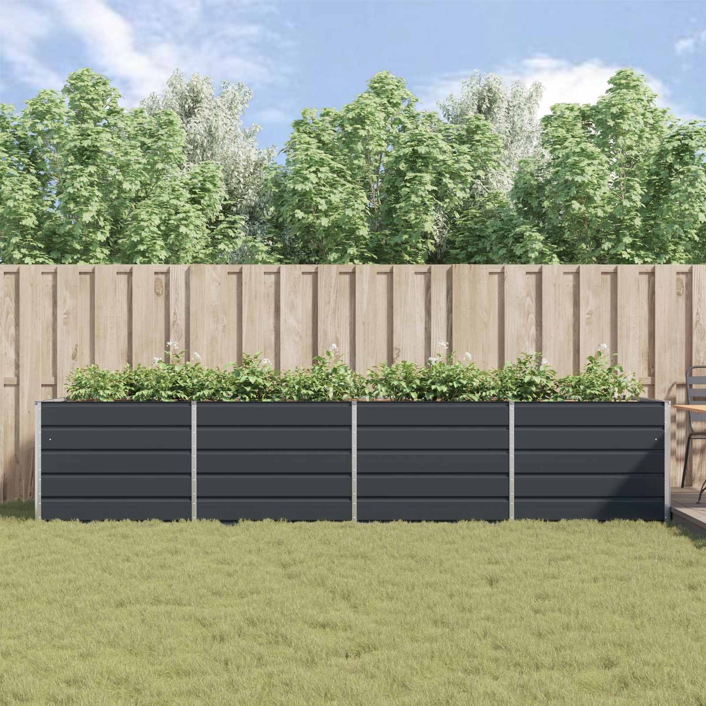 Fioriera Antracite 195 x 100 x 45 cm Acciaio zincato