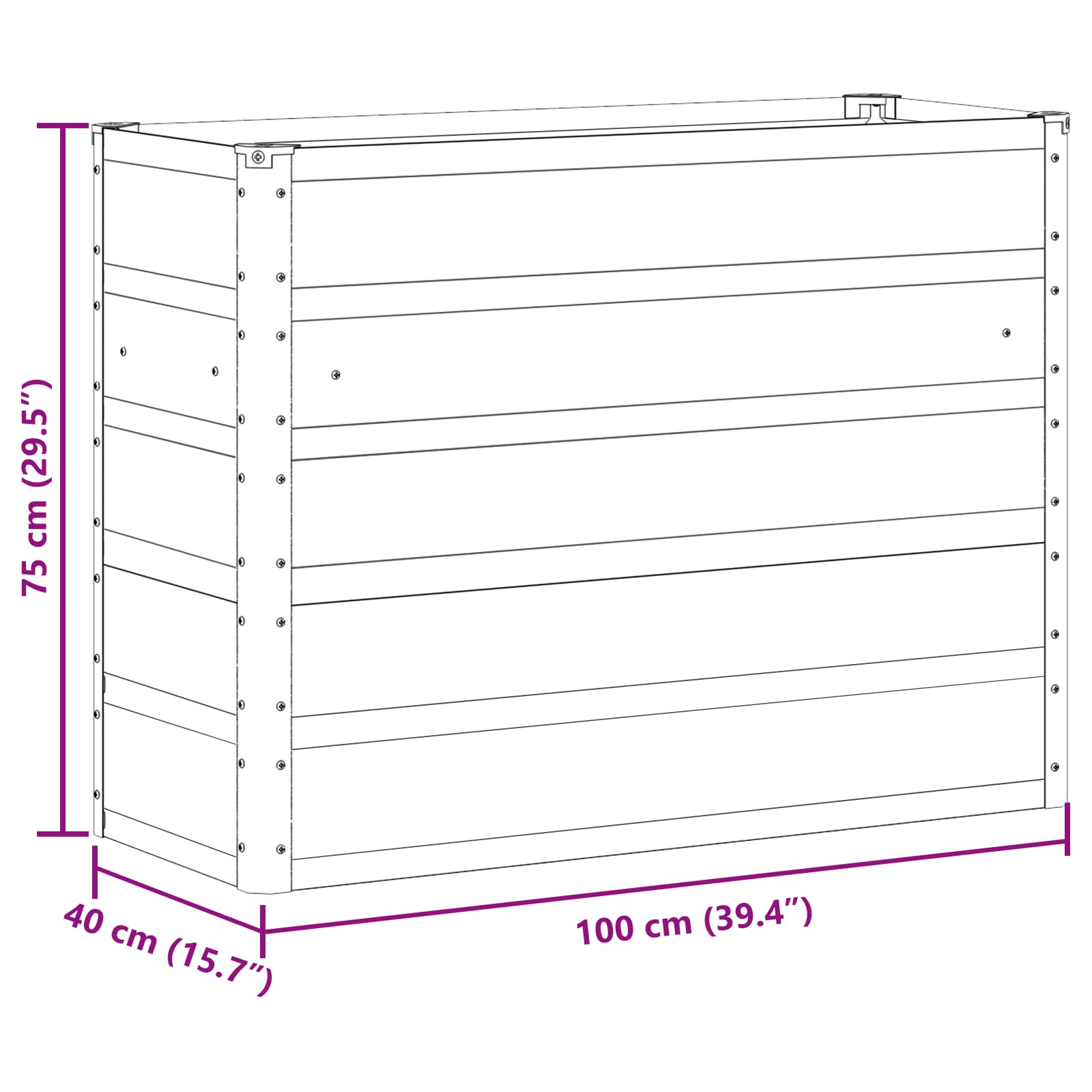Fioriera Verde 100 x 40 x 75 cm Acciaio | homemem39