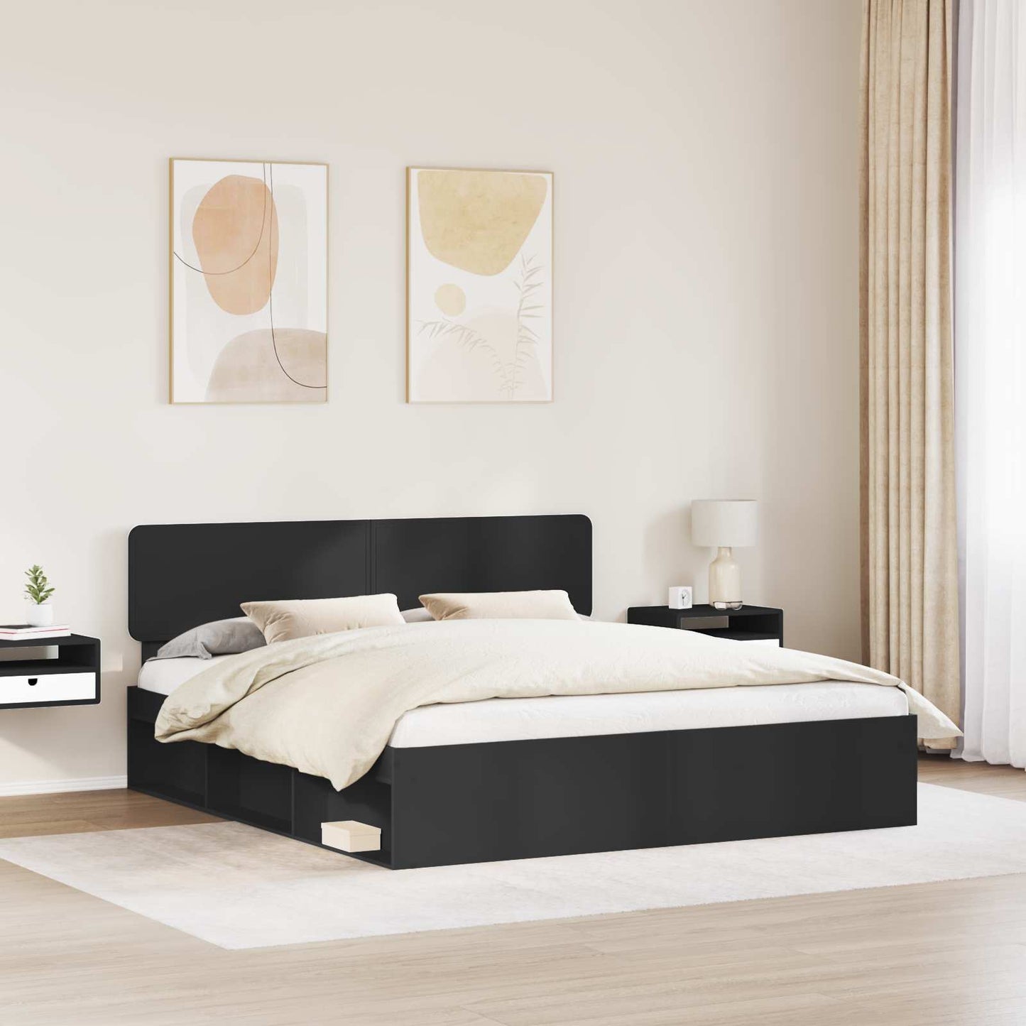 Struttura del letto Nero 200 x 200 cm Pino massello | homemem39