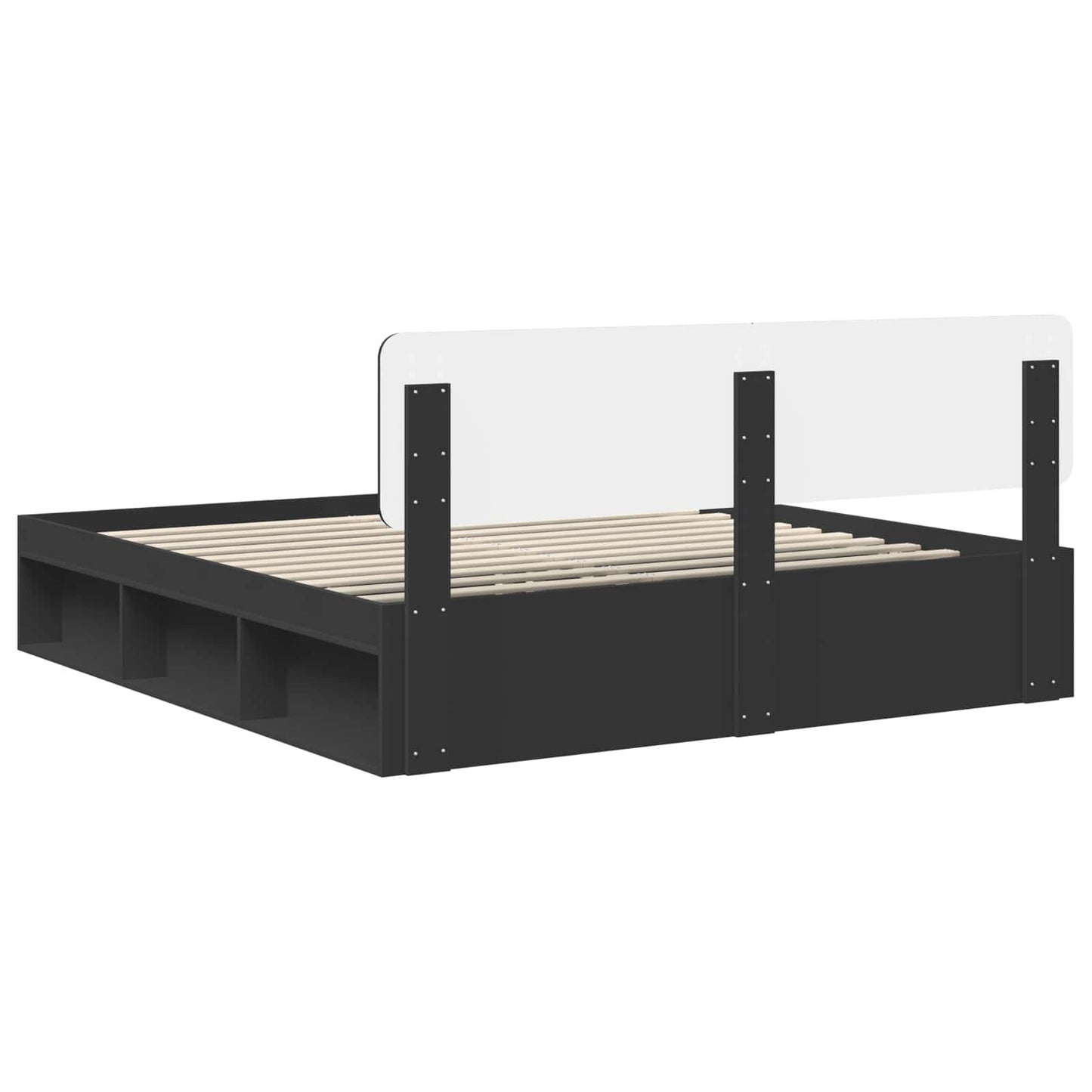 Struttura del letto Nero 200 x 200 cm Pino massello | homemem39