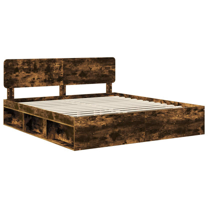 Struttura del letto Rovere fumé 200 x 200 cm Pino massello | homemem39