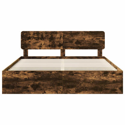 Struttura del letto Rovere fumé 200 x 200 cm Pino massello | homemem39