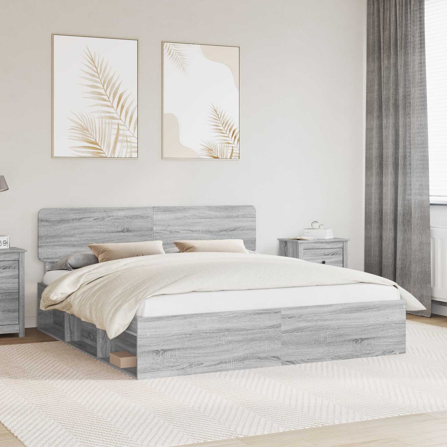 Struttura del letto Grigio Sonoma 200 x 200 cm Pino massello | homemem39
