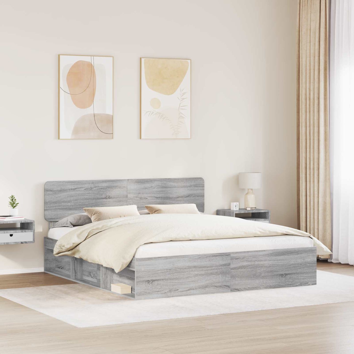 Struttura del letto Grigio Sonoma 200 x 200 cm Pino massello | homemem39