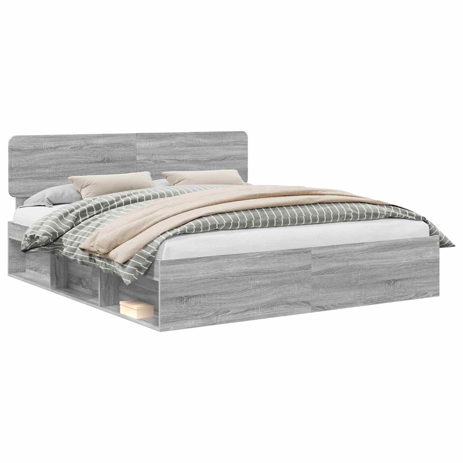 Struttura del letto Grigio Sonoma 200 x 200 cm Pino massello | homemem39