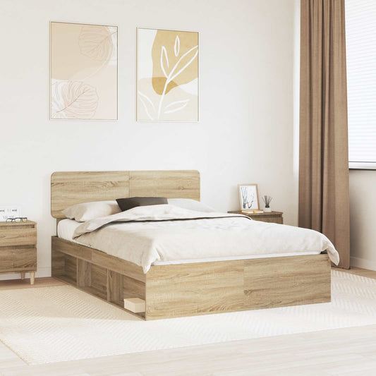 Struttura del letto Rovere Sonoma 150 x 200 cm Pino massello | homemem39