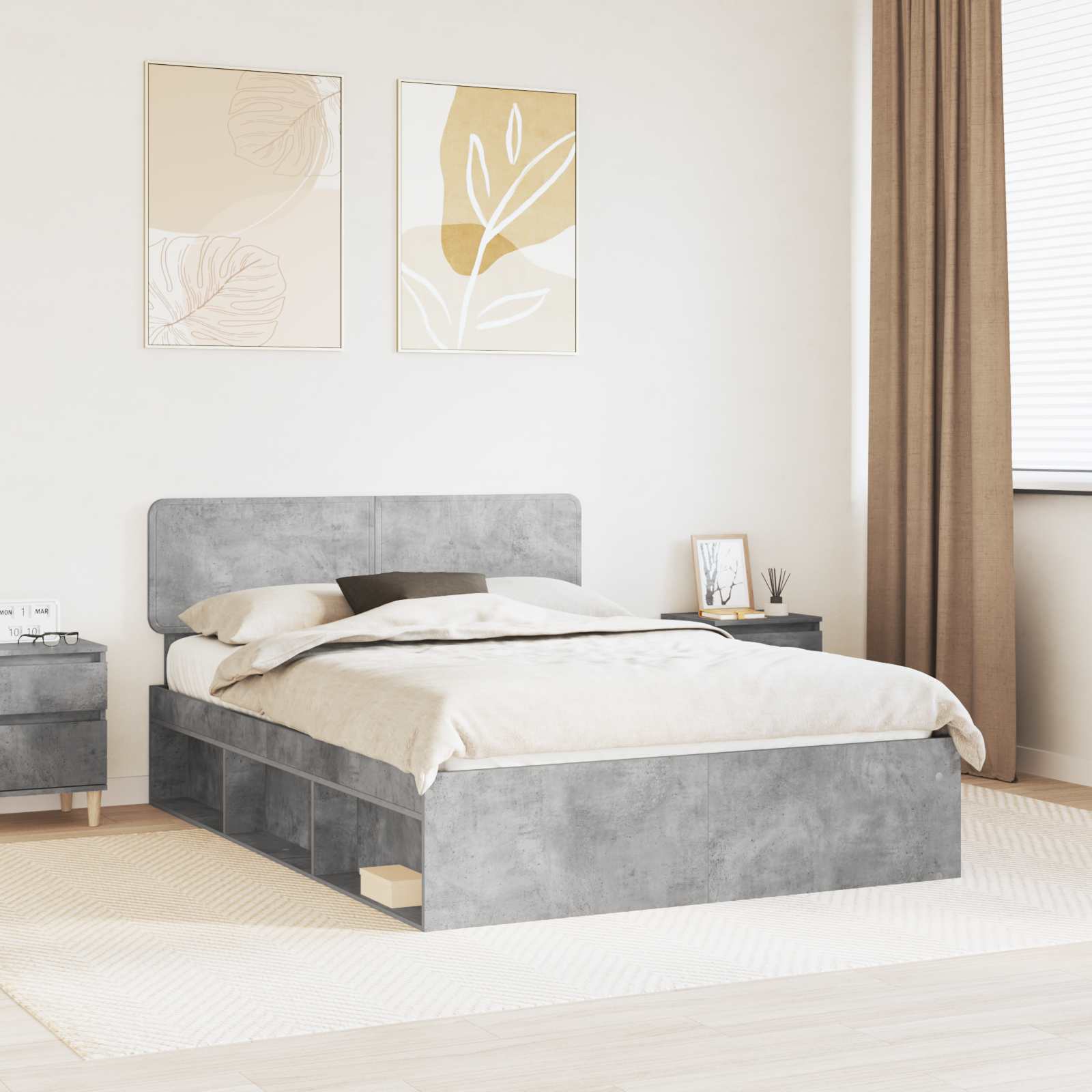 Struttura del letto Grigio Concretè 150 x 200 cm Pino massello | homemem39