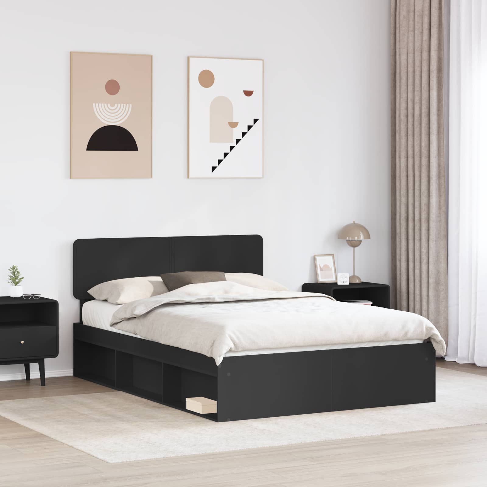 Struttura del letto Nero 140 x 200 cm Pino massello | homemem39