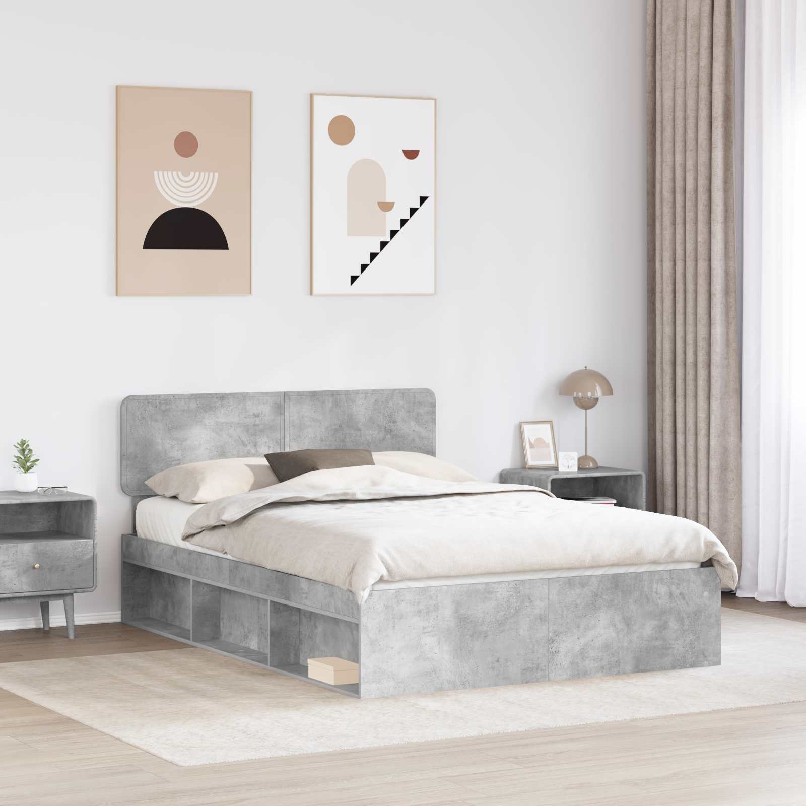 Struttura del letto Calcestruzzo 140 x 200 cm Pino massello | homemem39