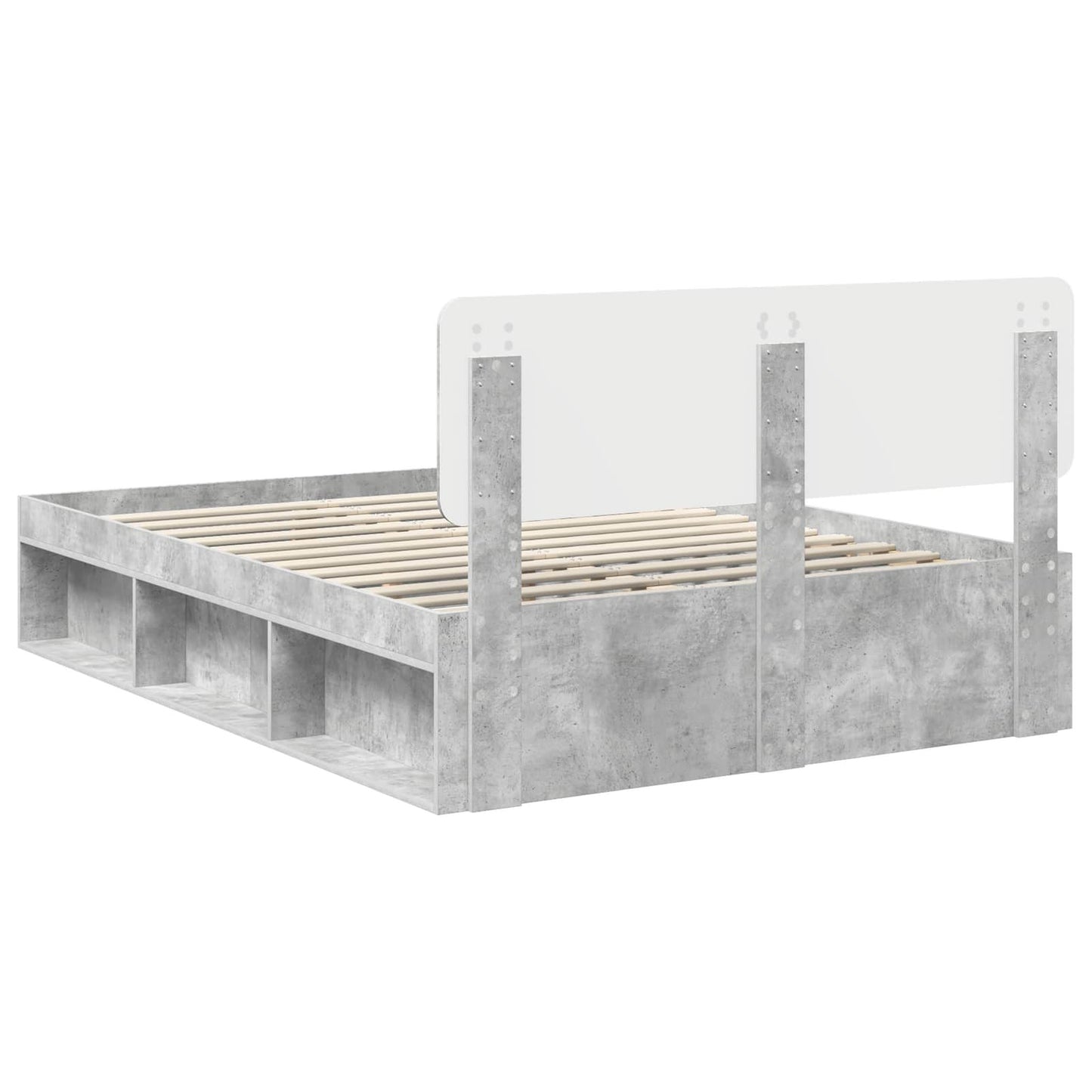 Struttura del letto Calcestruzzo 140 x 190 cm Pino massello | homemem39