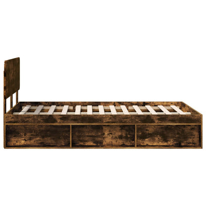 Struttura del letto Rovere fumé 135 x 190 cm Pino massello | homemem39