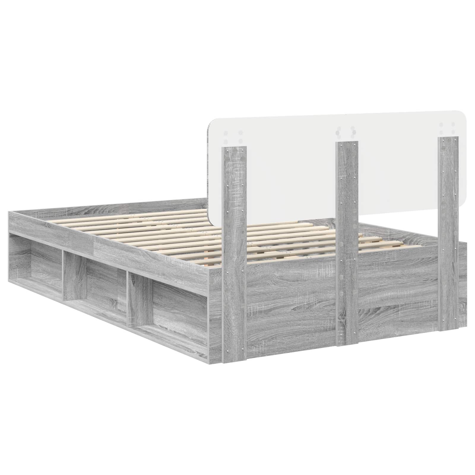 Struttura del letto Grigio Sonoma 135 x 190 cm Pino massello | homemem39