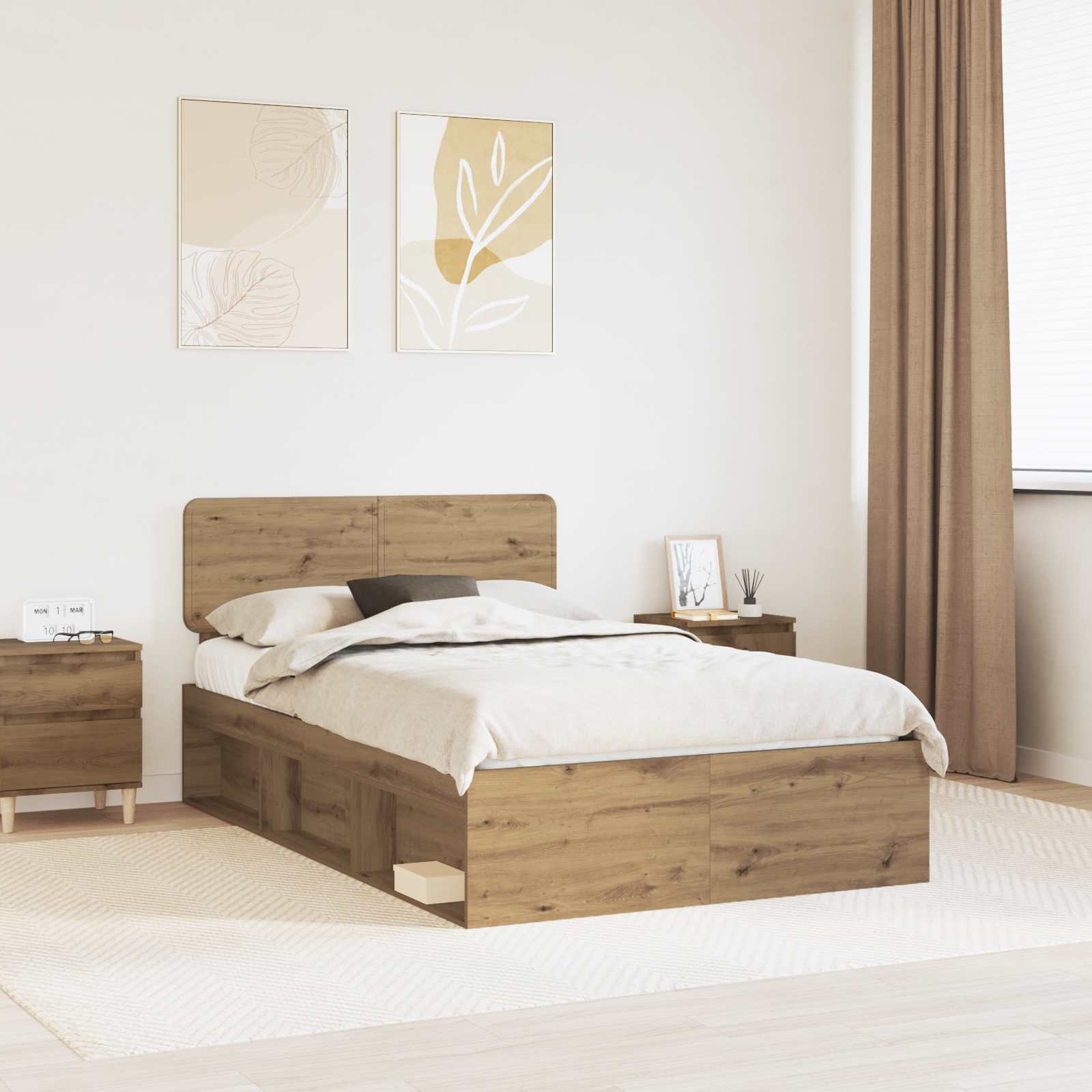 Struttura del letto Rovere Artigianale 135 x 190 cm | homemem39