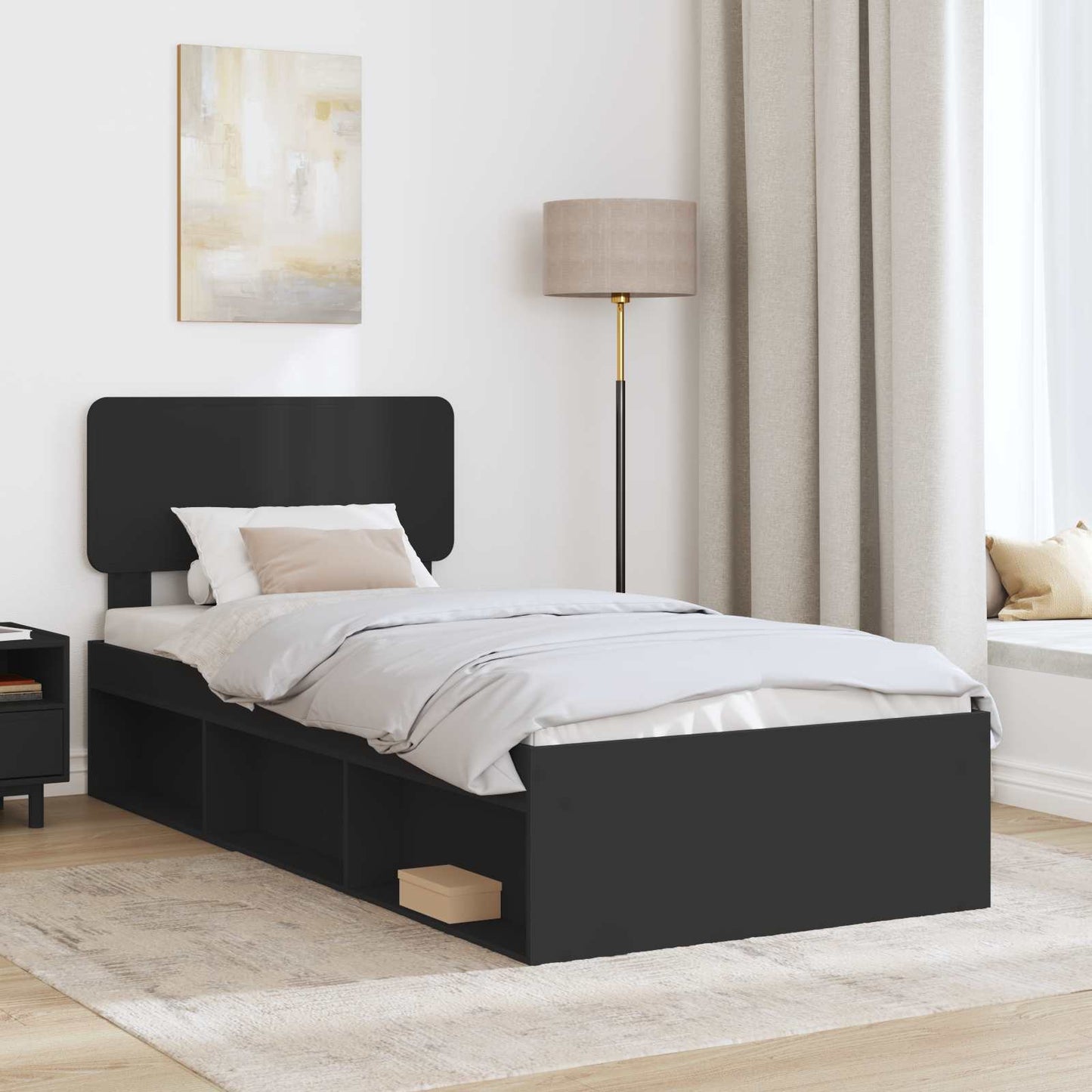 Struttura del letto Nero 100 x 200 cm Pino massello | homemem39