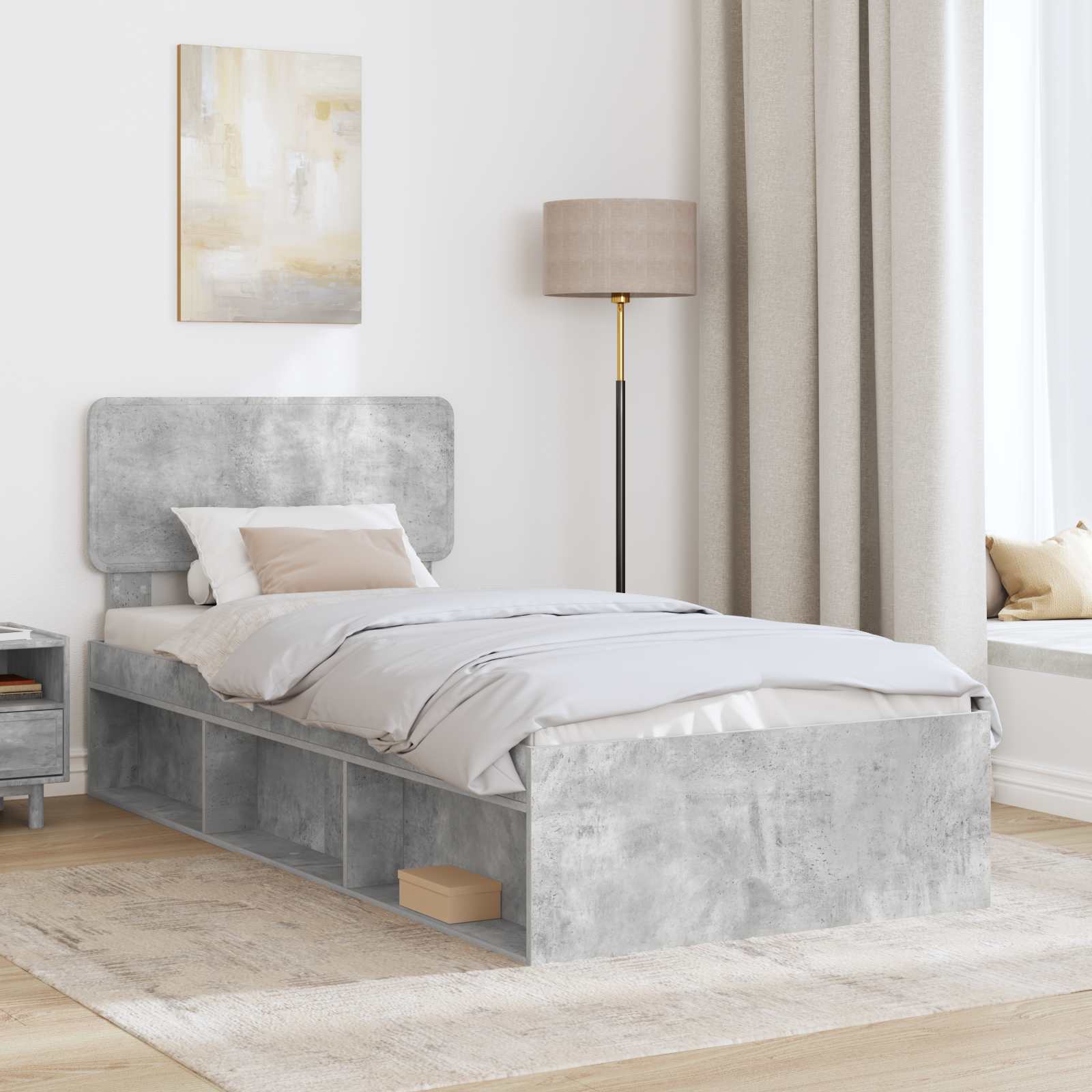 Struttura del letto Grigio Concretè 100 x 200 cm Pino massello | homemem39
