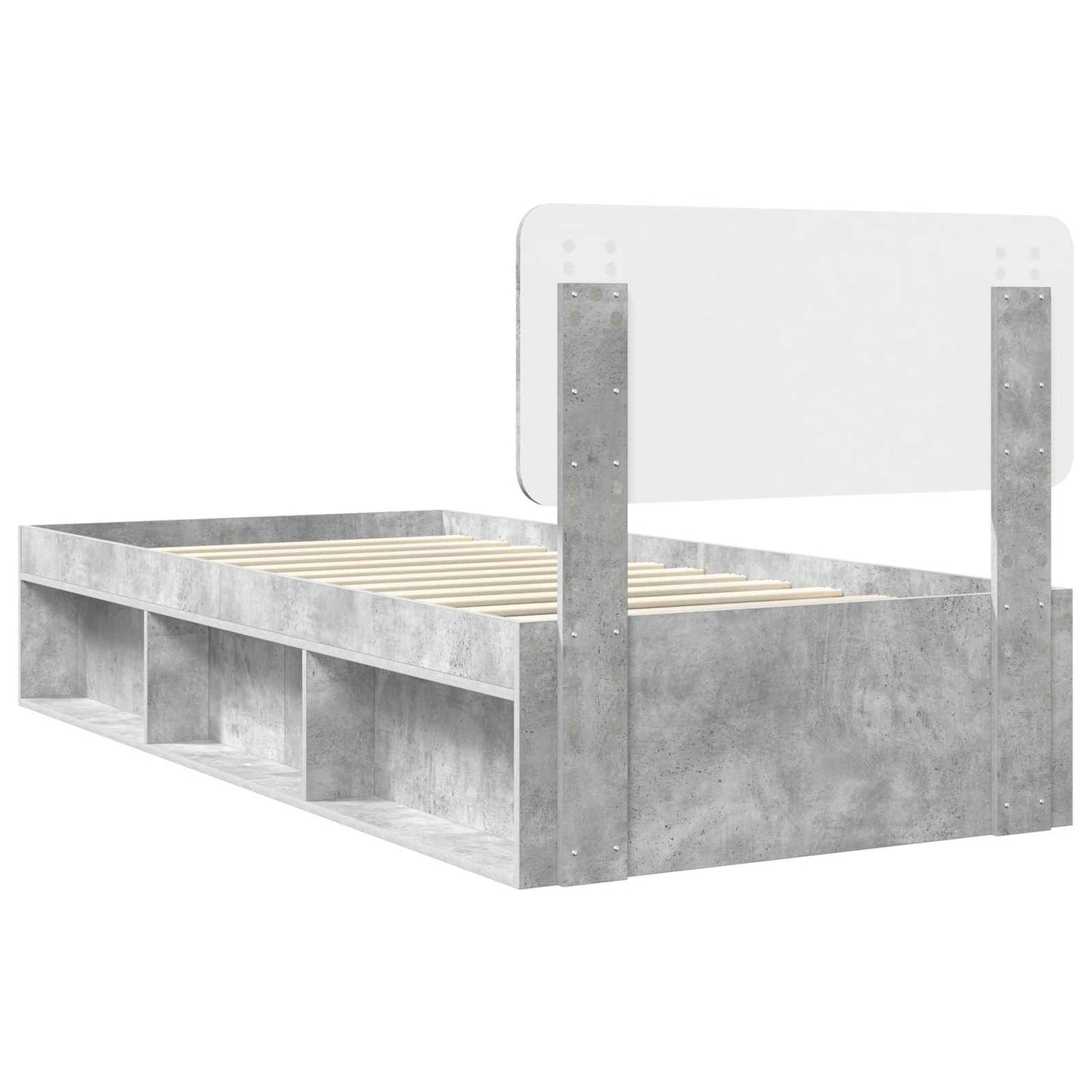 Struttura del letto Calcestruzzo 90 x 200 cm Pino massello | homemem39