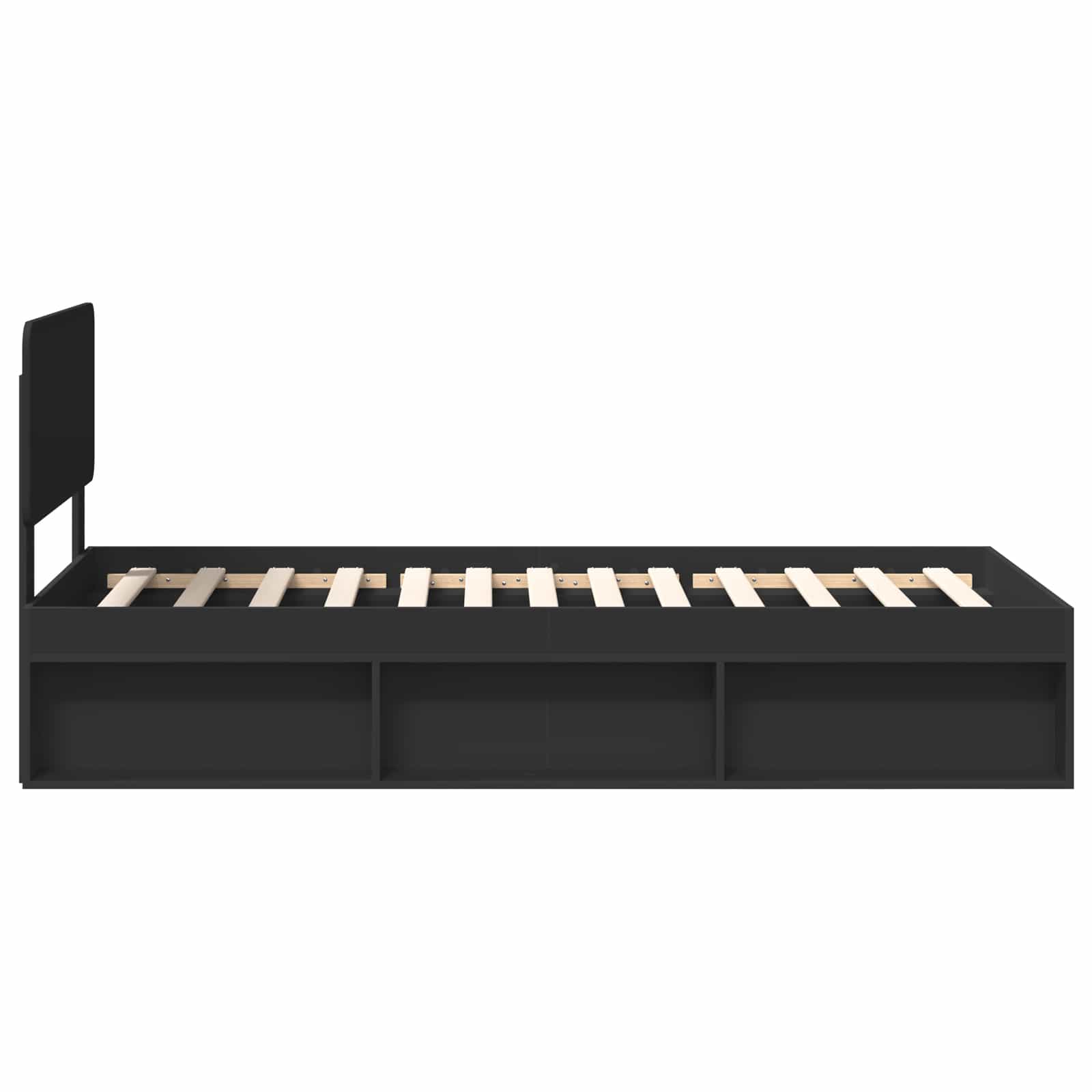Struttura del letto con testiera Nero 90 x 190 cm Pino massello | homemem39